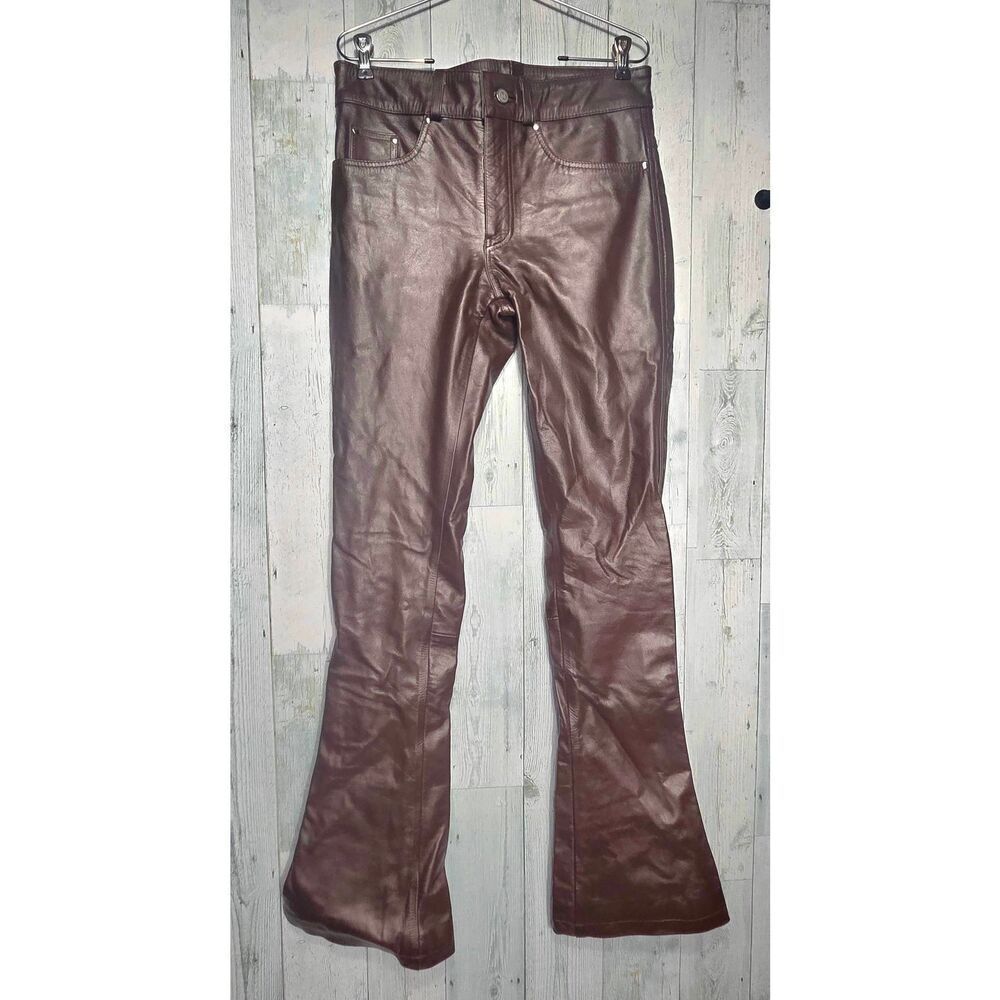 Nyrva Brown Leather Flare Leg Pants Sz. 30